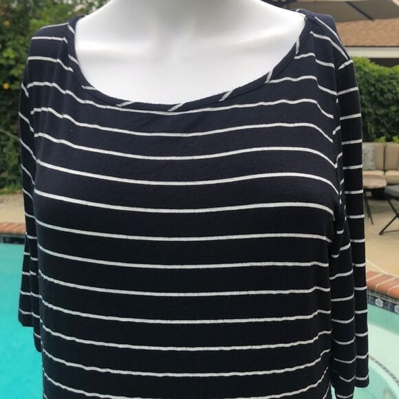 Green Envelope Blue/White Stripe 3/4 Sleeve T SzXL - Picture 3 of 12